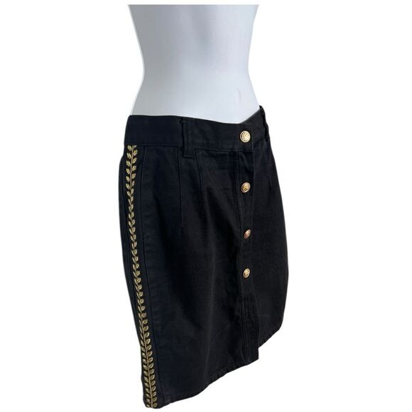 DAKOTA BLUE Star Black Vintage 90’s Jean Denim Gold Detail Skirt Size 11 - Picture 4 of 7